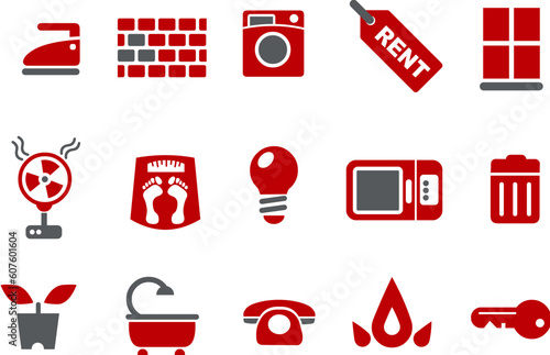 Vector icons pack - Red Series, house collection