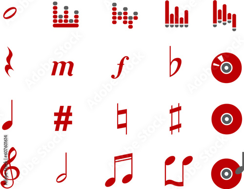 Vector icons pack - Red Series, music collection