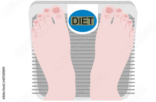 Feet on a scale reading diet