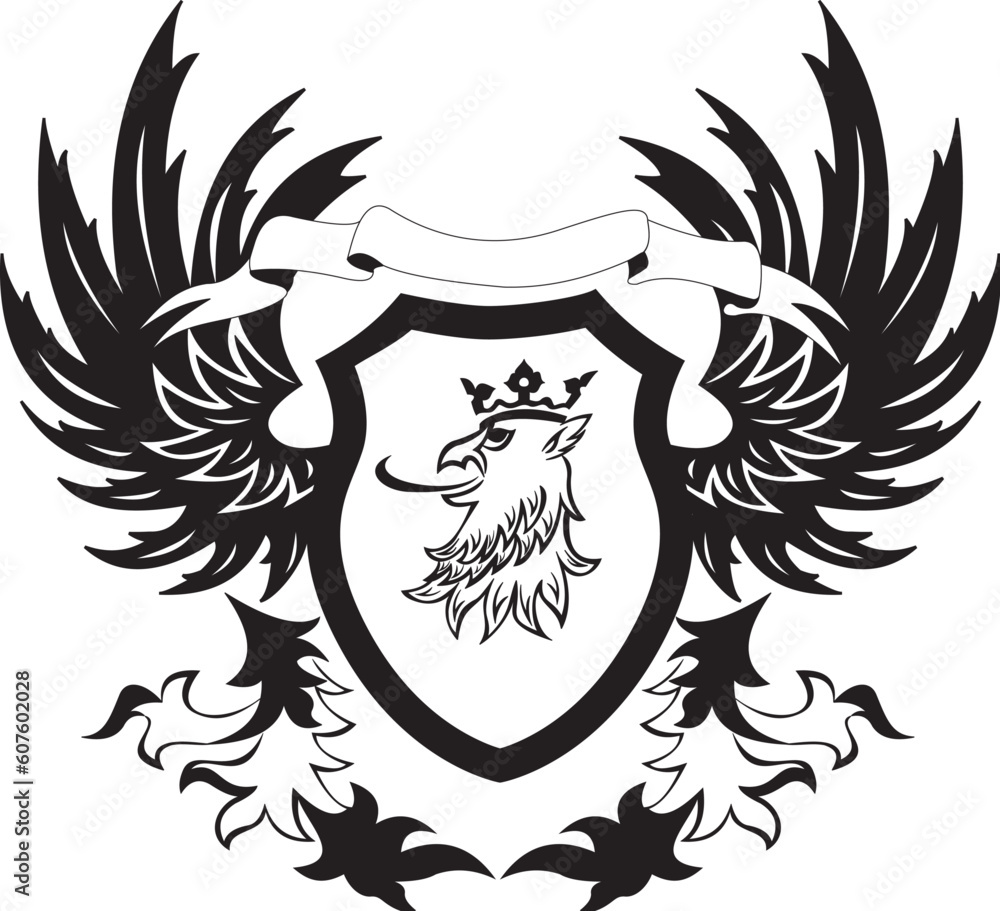 Fototapeta premium Grunge retro shield with griffon head