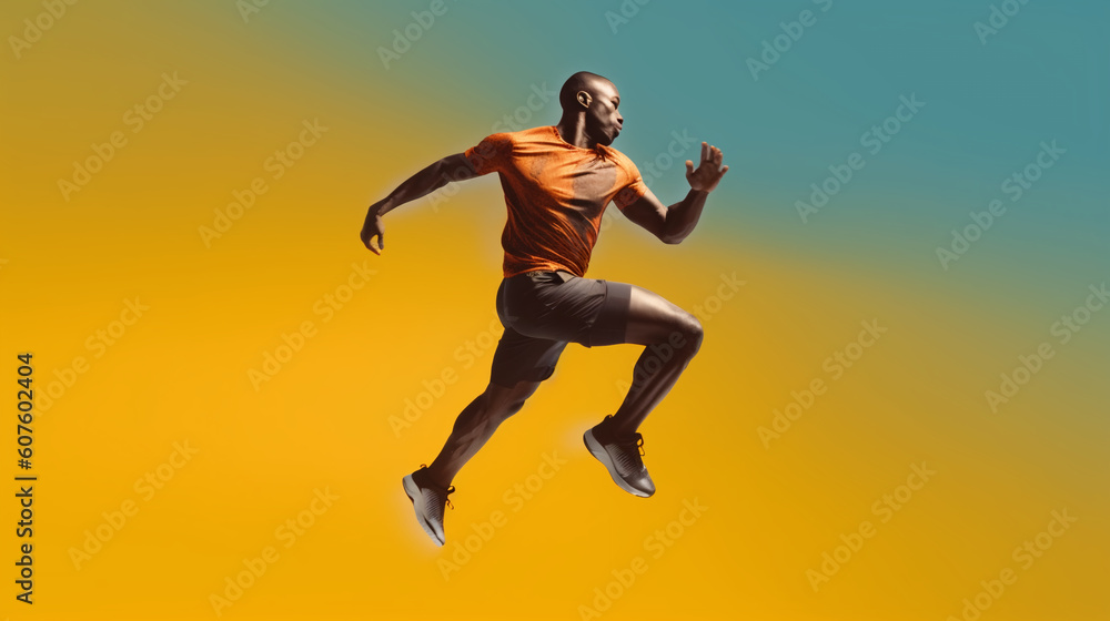 sport man jumping in the air. Image generative AI.