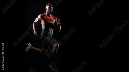 Professional sport runner in the dark. Image generative AI.