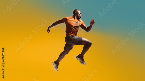 sport man jumping in the air. Image generative AI. photo