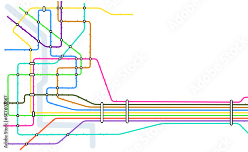 Editable vector map of a generic subway system with copy space