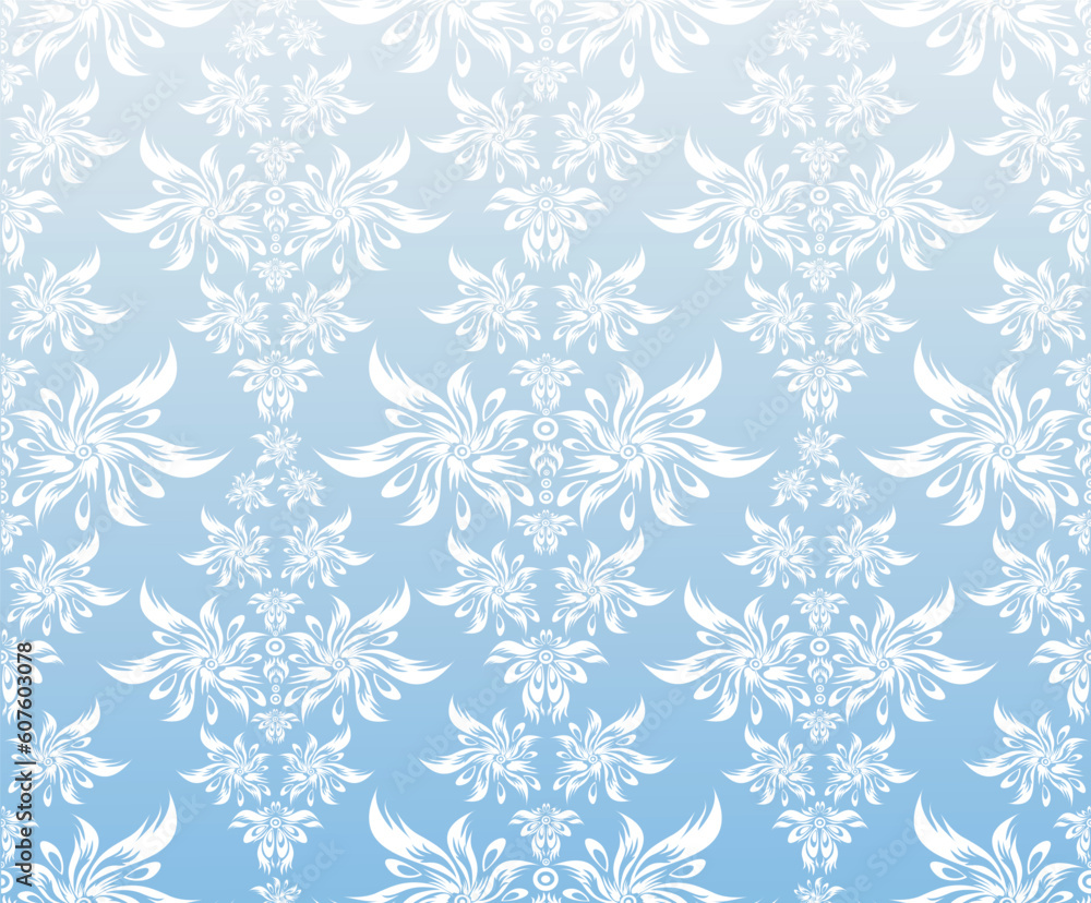 Fototapeta premium Vector decorative floral ornament on a blue background