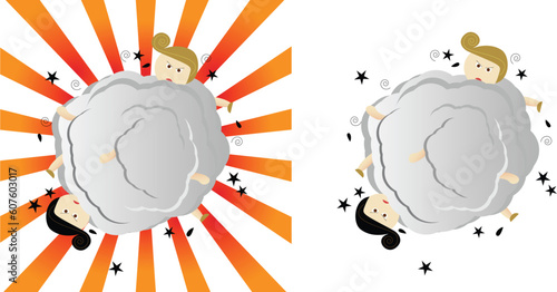 Two boys fighting and punching each other