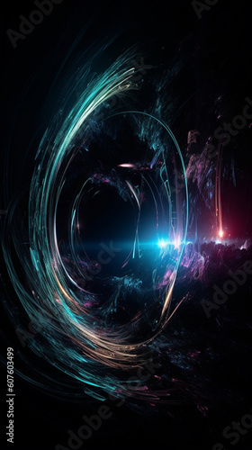 Obraz na płótnie A compelling and mysterious black hole-themed background, showcasing the mesmeri