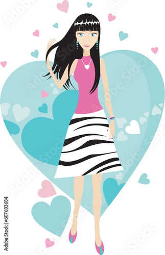 illustration with a girl and cars
