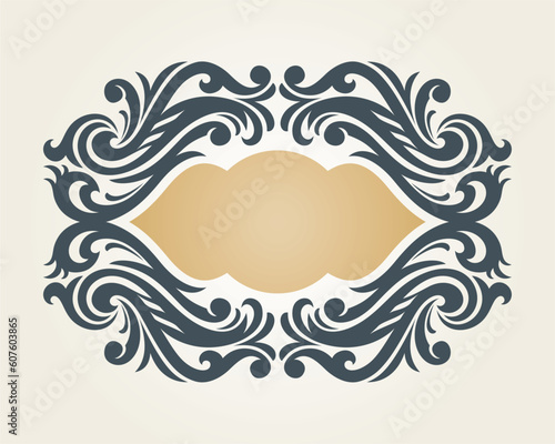 vector vintage template frame In flower style
