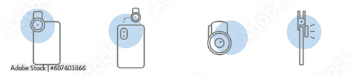 Foto Clip-on smartphone lens modern circular icon set, phone camera gadget concept, m