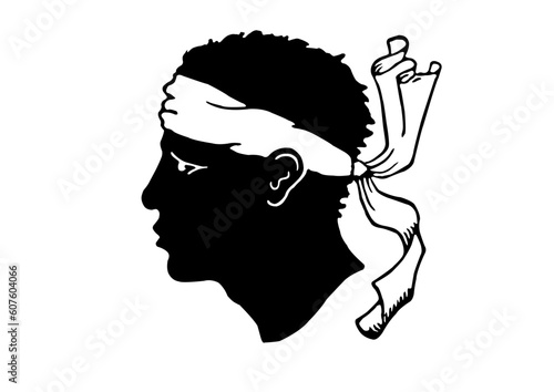 Moorish head with bandanna National symbol of the Island of Corsica, France