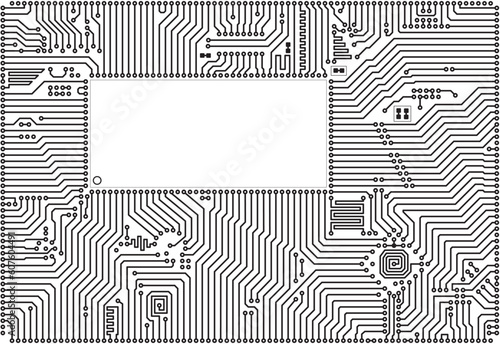 Hi-tech vector circuit board back - white blank frame