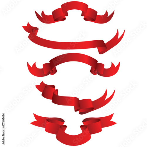Set of different vector ribbons on white background