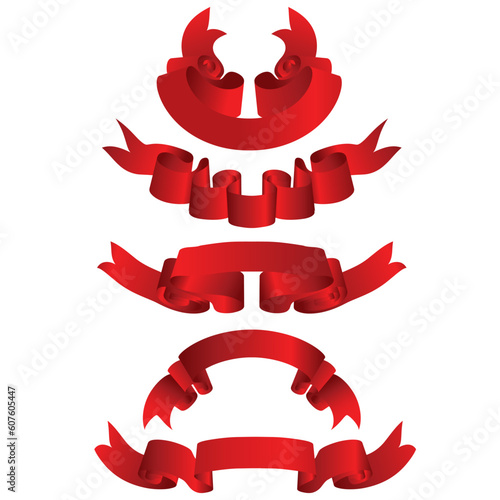 Set of different vector ribbons on white background
