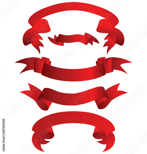Set of different vector ribbons on white background