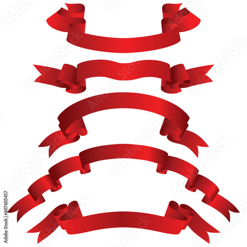 Set of different vector ribbons on white background