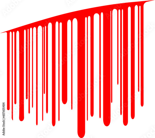 Editable vector design element of blood dripping from a cut as a barcode