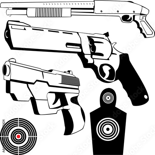 vector drawings of some fire weapons and targets