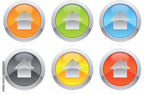 Multi colors Home buttons for web site