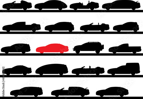A Vector .eps 8 illustration of  silhouettes of cars.