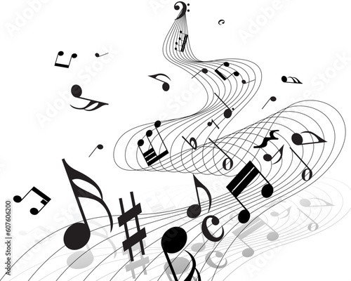 Vector musical notes staff background for design use