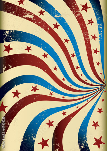 A textured grunge background with star shapes and stripes