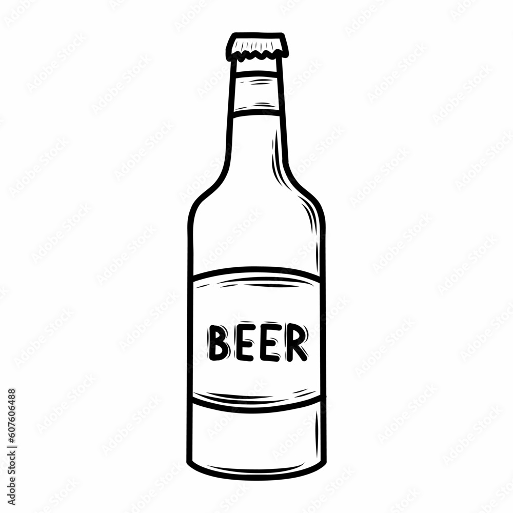 Bottle of beer in style doodle. Sketch by hand. Bottle of beer in style doodle. Sketch by hand.