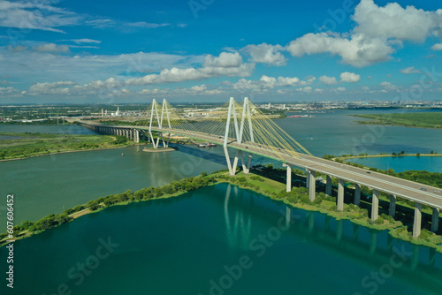 Fred Hartman Bridge over the shipping channel in Baytown, TX