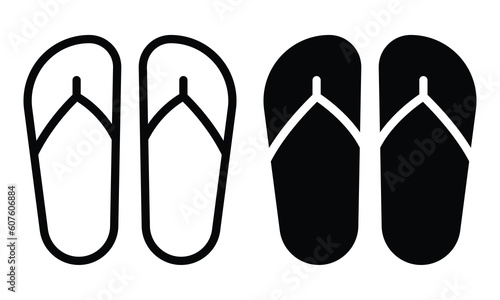 Flip flops icon with outline and glyph style.