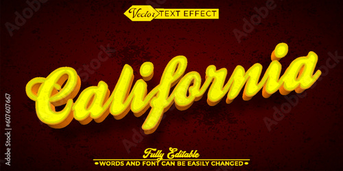 Vintage California Vector Editable Text Effect Template