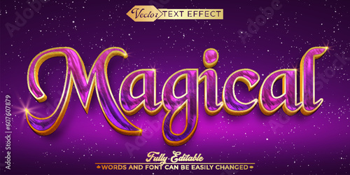 Purple And Gold Magical Vector Editable Text Effect Template