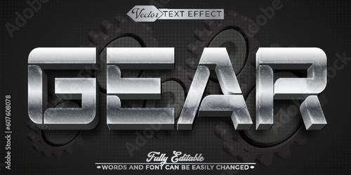 Metallic Machine Gear Vector Editable Text Effect Template