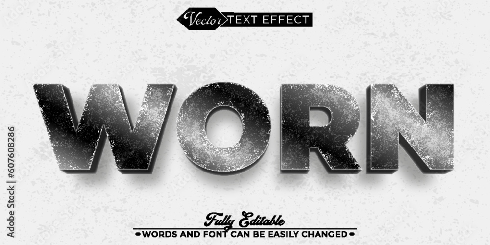 Dark Worn Silver Vector Editable Text Effect Template