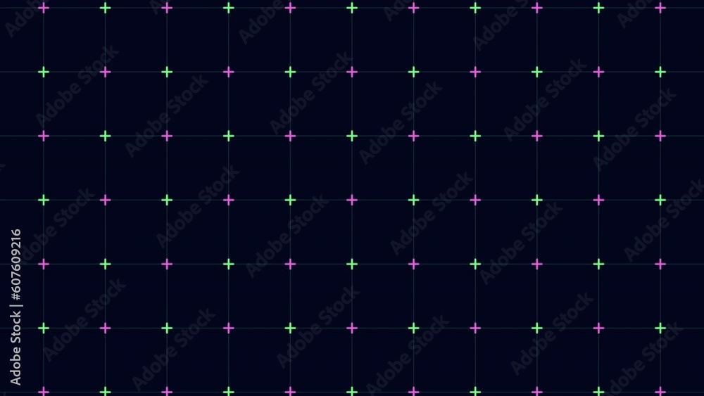 Digital fantasy geometric grid pattern with neon crosses, motion abstract corporate, futuristic and business style background Digital fantasy geometric grid pattern with neon crosses, motion abstract corporate, futuristic and business style background