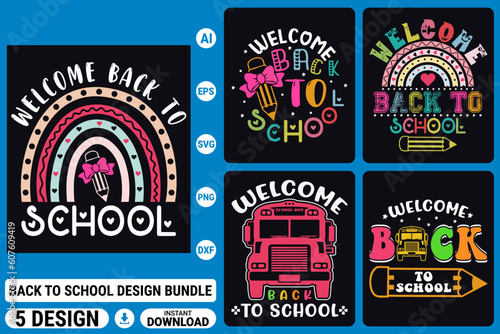 Back to school t-shirt design bundle, first day, hundred days of school, typography t-shirts