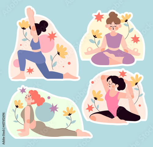 cute stickers of yoga poses
