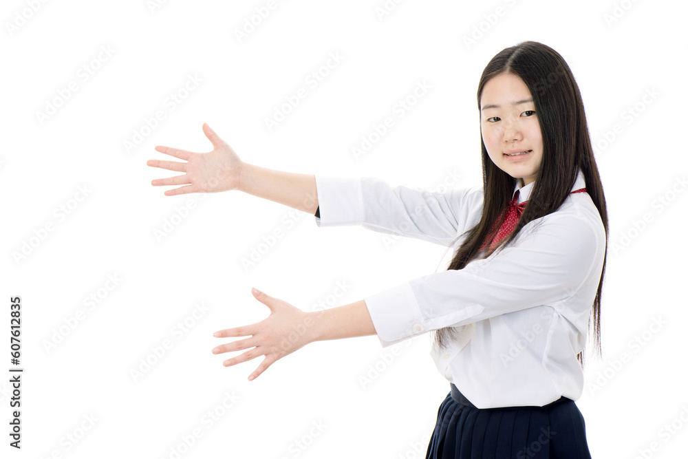 お知らせする女子学生 お知らせする女子学生