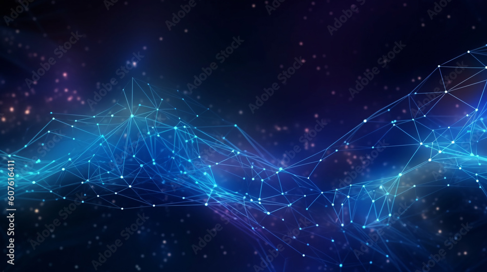 Obraz premium Abstract futuristic network lines background. Network technology abstract concept wallpaper. Generate Ai
