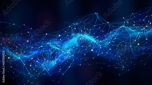 Abstract futuristic network lines background. Network technology abstract concept wallpaper. Generate Ai