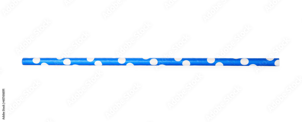 One dotted paper straw for drinking isolated on white One dotted paper straw for drinking isolated on white