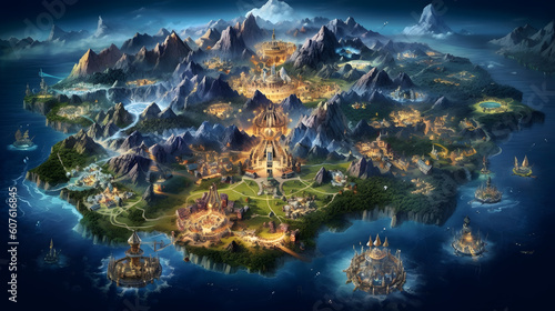 Enchanting Cartography: Detailed Map of a Whimsical Fantasy World