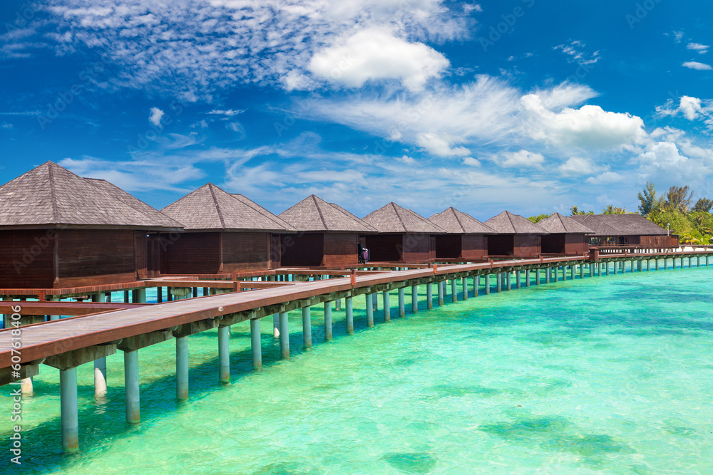 Fototapeta premium Water Villas (Bungalows) in the Maldives