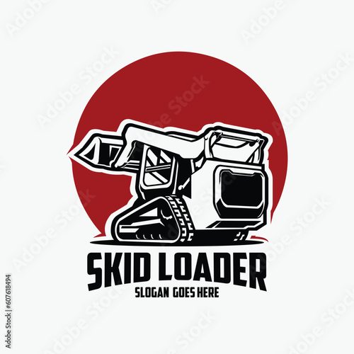 Skid Steer Loader Logo Vector Art Illustration Design. Best for Stickers and Industrial Company Logo