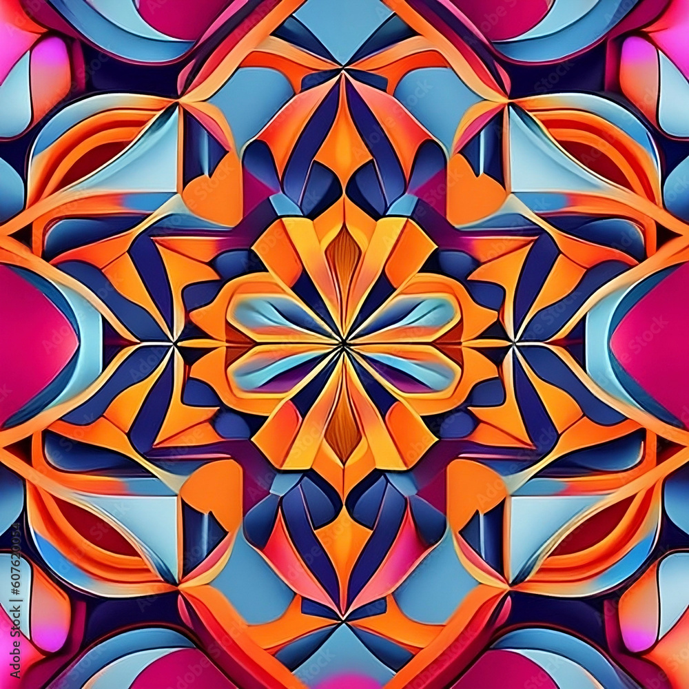 Hyperbolic Flower Mandala like Seamless pattern Maximalist Colorful Floral Psychedelic, Wallpaper Background | AI Generated | Generative AI