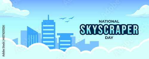 National Skyscraper Day on 03 September Banner Background. Horizontal Banner Template Design. Vector Illustration