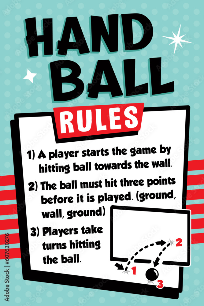 Handball Instructions Sign Hand Ball Poster for Playgrounds and