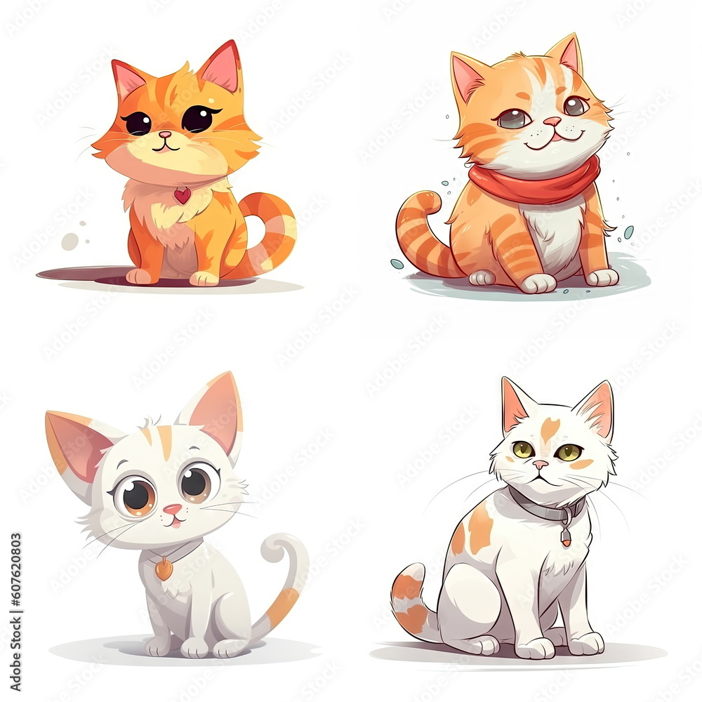 Cartoon character of cat on white background