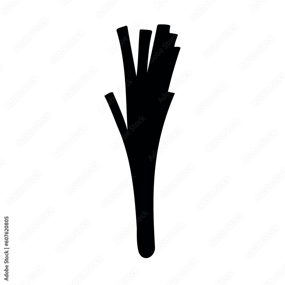 Vector hand drawn leek silhouette isolated on white background Vector hand drawn leek silhouette isolated on white background