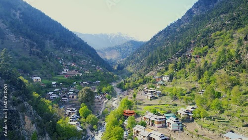 breathtaking view of Kashmir valley and mountains on the distance of a small village called Katha Piran photo
