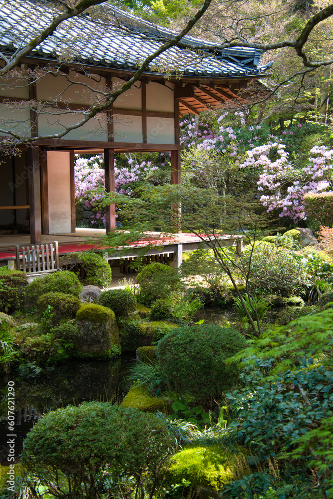 The porch and the Japanese garden.  Kyoto Japan

